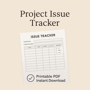 Project Issue Tracker Template | Printable Business Issue Log, Task Manager & Project Tracker | Editable Spreadsheet PDF