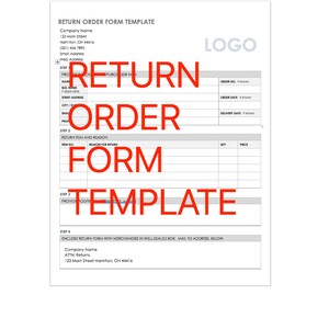 Order Return Template, Delivery Form, Order Form Editable, Merchandise ...