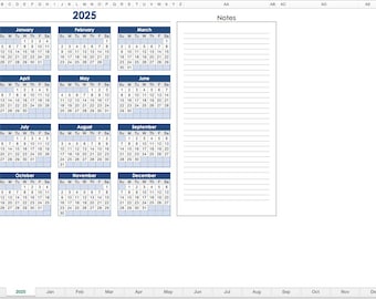 2027 Calender, Calender Notes, Business Plan, Excel Label, Digital
