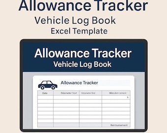 Allowance Tracker Template | Vehicle Log Book Excel | Mileage Log Sheet | Car Expense Tracker | Business Travel Spreadsheet|Digital Download