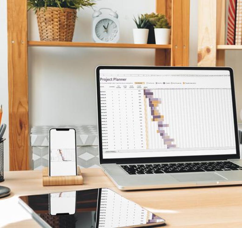 Gantt Chart Project Planner Excel & Google Sheets | Project Timeline ...