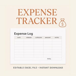 Small Business Expense Tracker | Editable Excel Spreadsheet | Budget & Cost Log Template | Instant Download XLSX