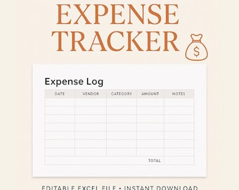 Small Business Expense Tracker | Editable Excel Spreadsheet | Budget & Cost Log Template | Instant Download XLSX