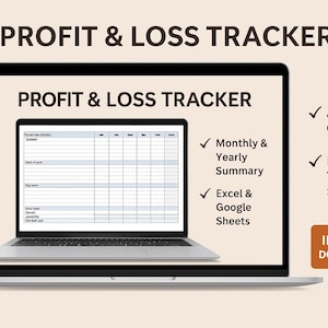 Profit and Loss Income Statement Template for Small Business | Excel and Google Sheets Finance Tracker | Income and Expense Report