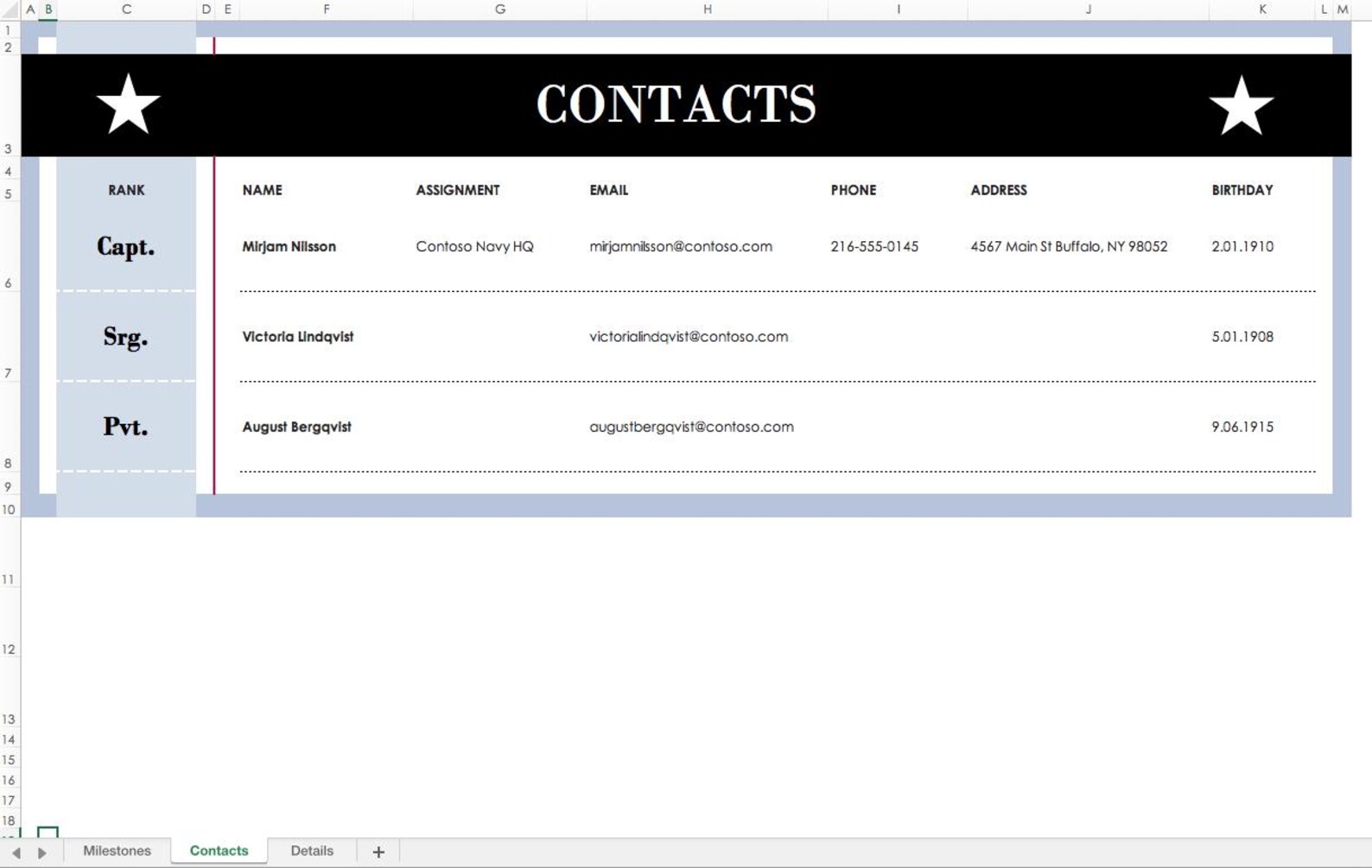 Military Service Record Template | Excel & Google Sheets | Personal ...
