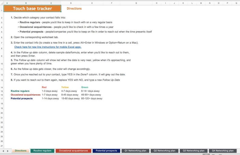 Networking Tracker Template | Excel & Google Sheets | Follow-up CRM ...
