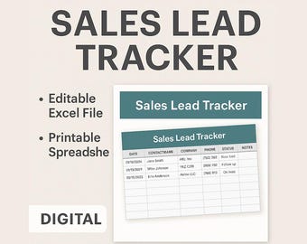 Sjabloon verkoopleadtracker - Excel CRM voor kleine bedrijven - opvolgingslogboek klanten - bewerkbare spreadsheet - compatibel met Google Spreadsheets