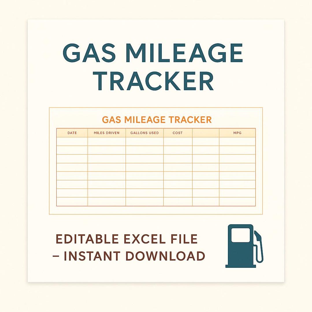 Gas Mileage Tracker Template | Editable Excel Spreadsheet | Vehicle ...