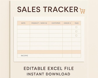 Sales Tracker Template Excel | Editable Sales Log | Small Business Income Tracker | Printable Spreadsheet | Instant Download XLSX