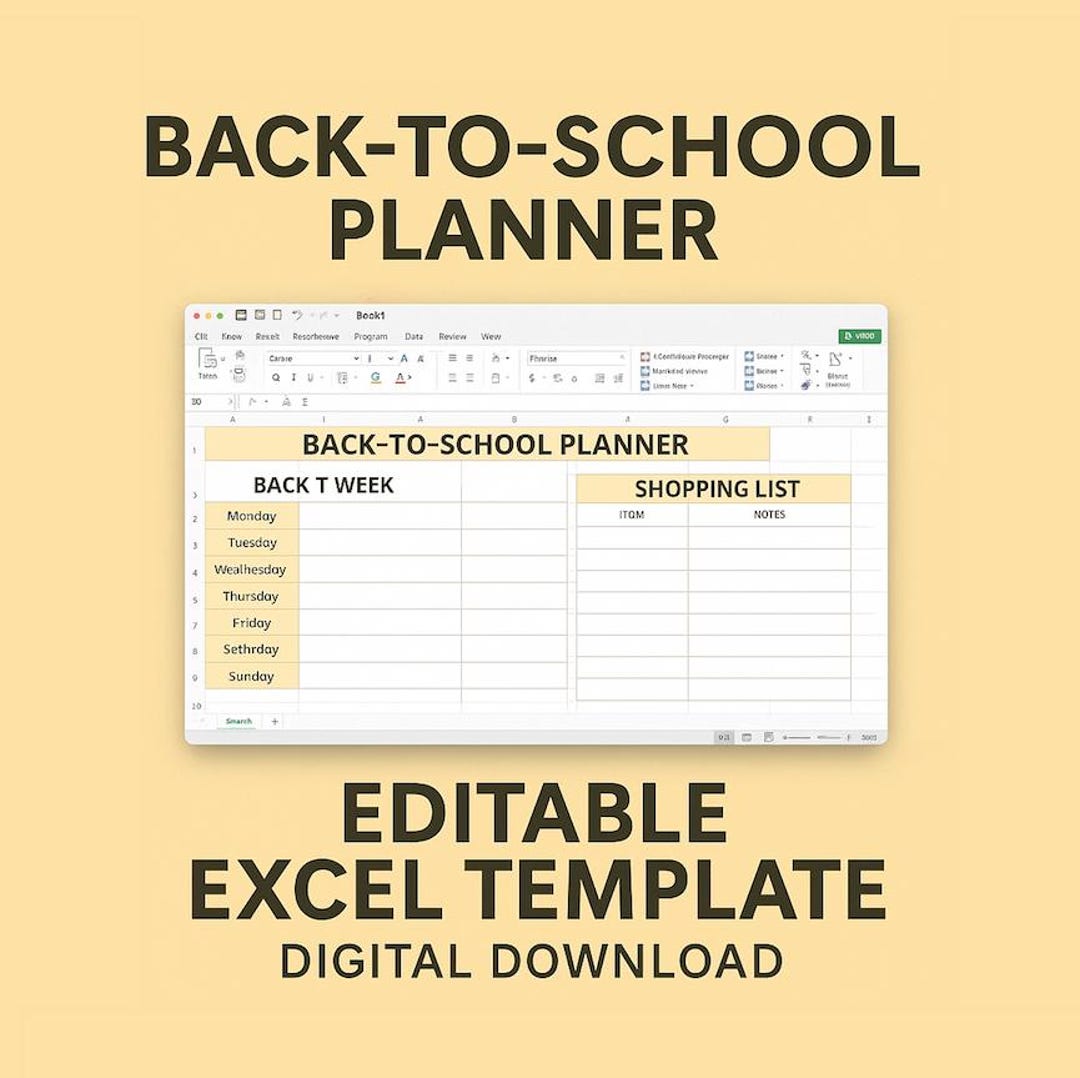 Back to School Planner & Shopping List | Editable Excel Template ...