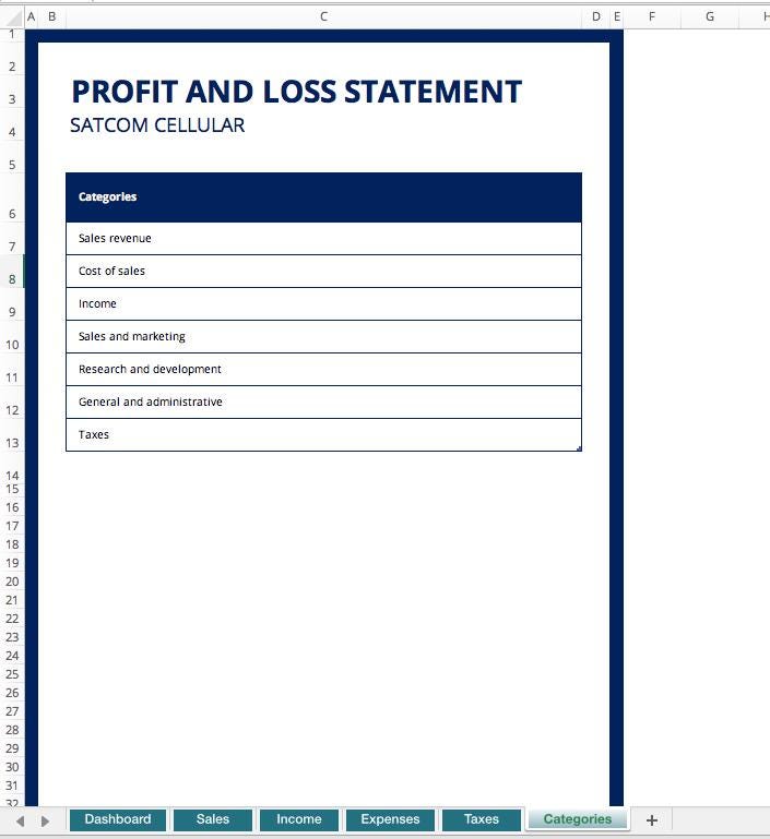 Profit and Loss Statement Template | Editable Excel Spreadsheet ...
