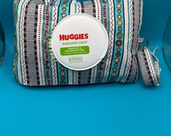 Baby Wipe Cover-Handmade Reusable Pouch with Strap