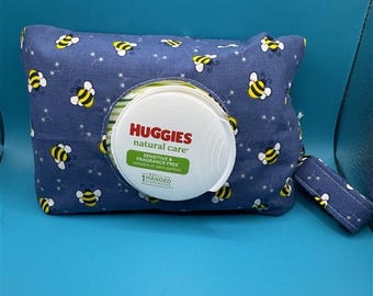Baby Wipe Cover-Handmade Reusable Pouch with Strap