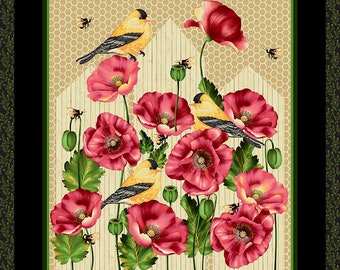 Blooming Poppies Fabric Panel