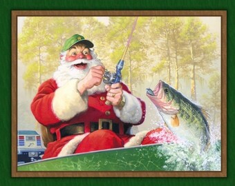 Santa’s trophy-Fishing Christmas panel