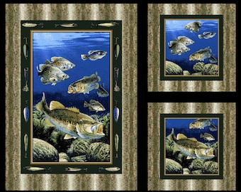 Lure of the bass quilting panel wall hanging