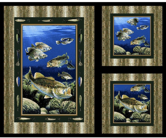 Lure of the bass quilting panel wall hanging
