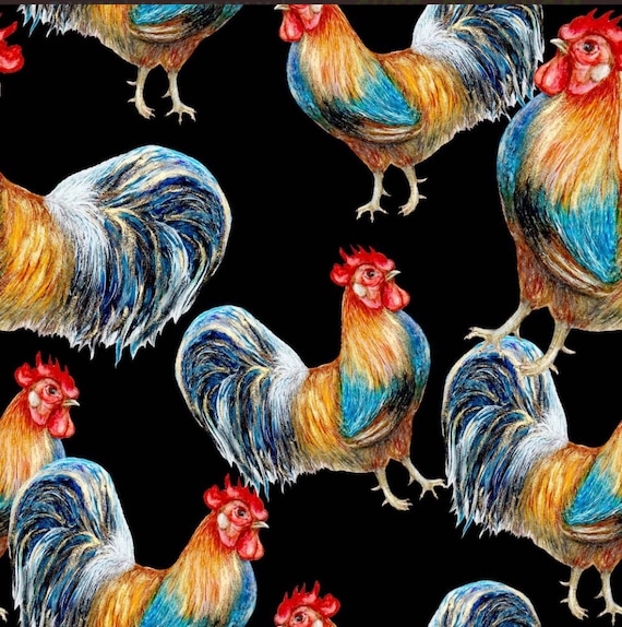 Roosters all over quilters cotton