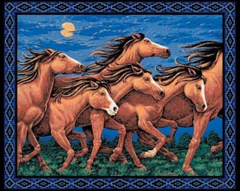 Wild Horses Thunder Ridge Quilt top Wall hanging Panel