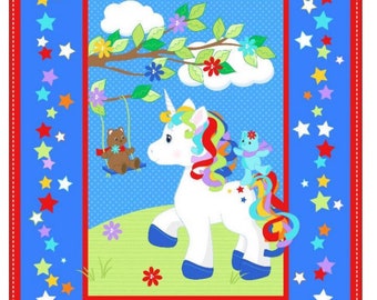 Unicorn baby  Quilt Panel 100% cotton  36 inches by 44 inches