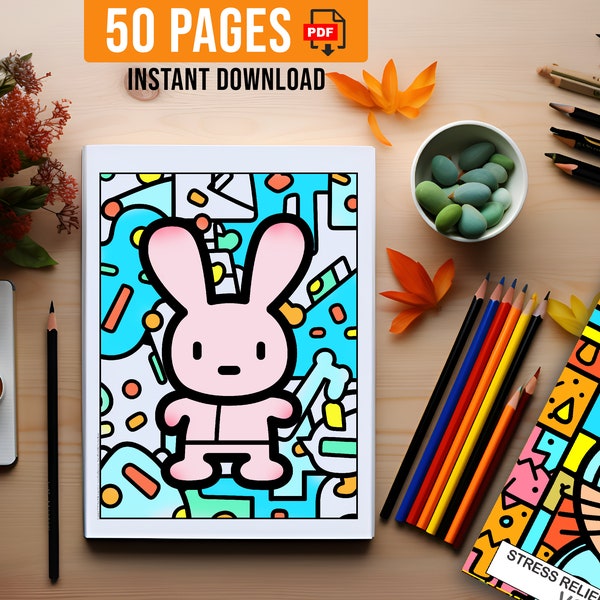 JUMPING BUNNIES. 50 Printable Coloring Pages for Kids, Adults, and Grown-Ups| Instant Download | Stress Relief and Relaxation VOL.2