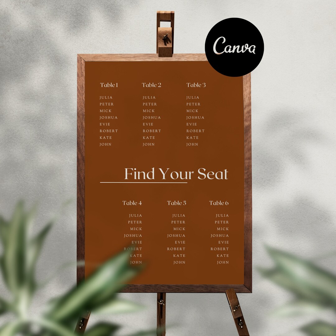 Editable Elegant Vertical Seating Chart Template Our - Etsy