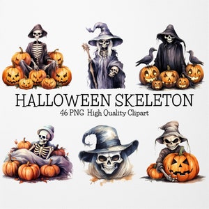 Halloween Skeleton PNG Clipart Bundle,46 PNG High Quality PNG, spooky season png,halloween decor png