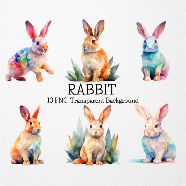 Rabbit Clipart,10 High Quality Rabbit PNG, Animals Clipart Bundle,Nursery Wall Art,Digital Planner,Paper Craft,Junk Journal
