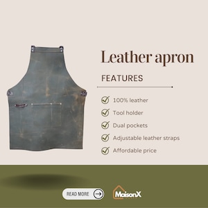 Leather apron, Work apron for Blacksmith, Carpenter, Goldsmith, pottery apron and factory workers, personalized apron, handmade apron image 1