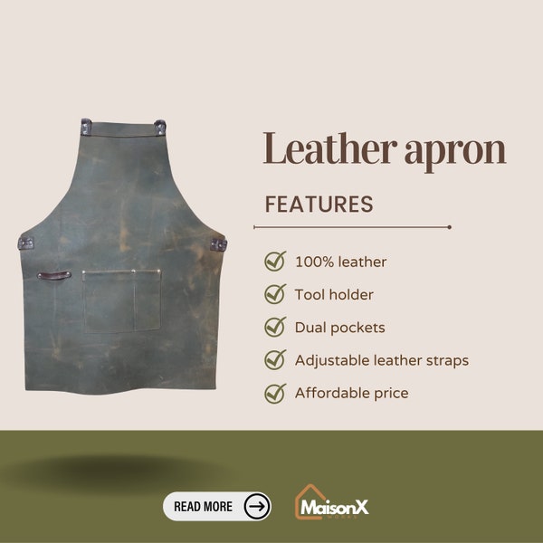 Leather apron, Work apron for Blacksmith, Carpenter, Goldsmith, pottery apron and factory workers,  personalized apron, handmade apron