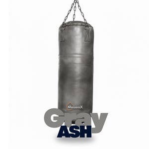 Unique Pure Vintage Leather Punching Bag for Gym & MMA Enthusiasts, Cowhide Boxing Bag, Sandbag, Heavy Bag, Kickboxing Training,Gift for Him Gray