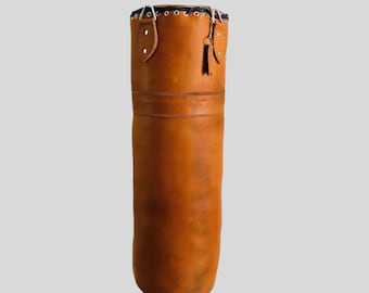 Handmade Cowhide Leather Punching Bag: Vintage Style Boxing Sandbag