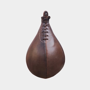 Handcrafted Brown Leather Speed Bag: Vintage Boxing Training