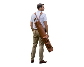 Personalized Golf gift handmade Buffalo Leather Golf Bag: Vintage Sunday Club Style