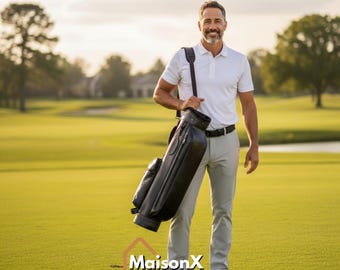 Handmade Leather Classic Golf Bag made of crocodile pattern especially made to stand out during your games- Unique gold gift
