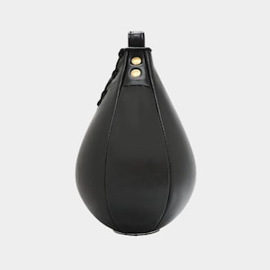 Premium Black Leather Speed Bag for Boxing - Handcrafted Speed Ball for Speed and Accuracy _ Perfect gift for cardio training for boxers