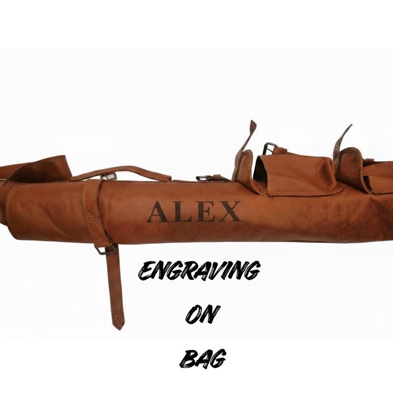 Engraving on leather golf bag on the body of leather golf bag. one of the options to choose for engraving on the golf bag