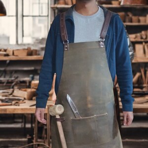 Leather apron, Work apron for Blacksmith, Carpenter, Goldsmith, pottery apron and factory workers, personalized apron, handmade apron image 5