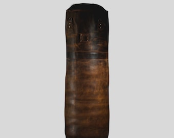 Retro fusion punching bag, boxing bag for gym, perfect gift for home gym, handmade from cowhide leather, minimalsitic decor for home gym