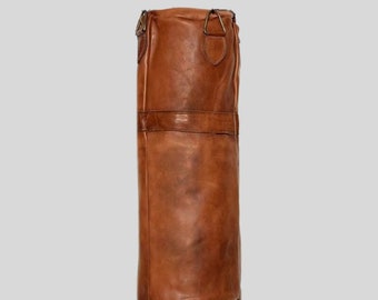 vintage tanned leather handmade punching bag, cowhide boxing bag for gym, heavy bag, training sand bag, kickboxing, unique gift for him