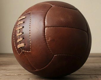Vintage Style Leather Football, Handmade Retro Brown Leather Soccer Ball, Rustic Home Decor, Gift for Him, Father’s Day, Man Cave, christmas