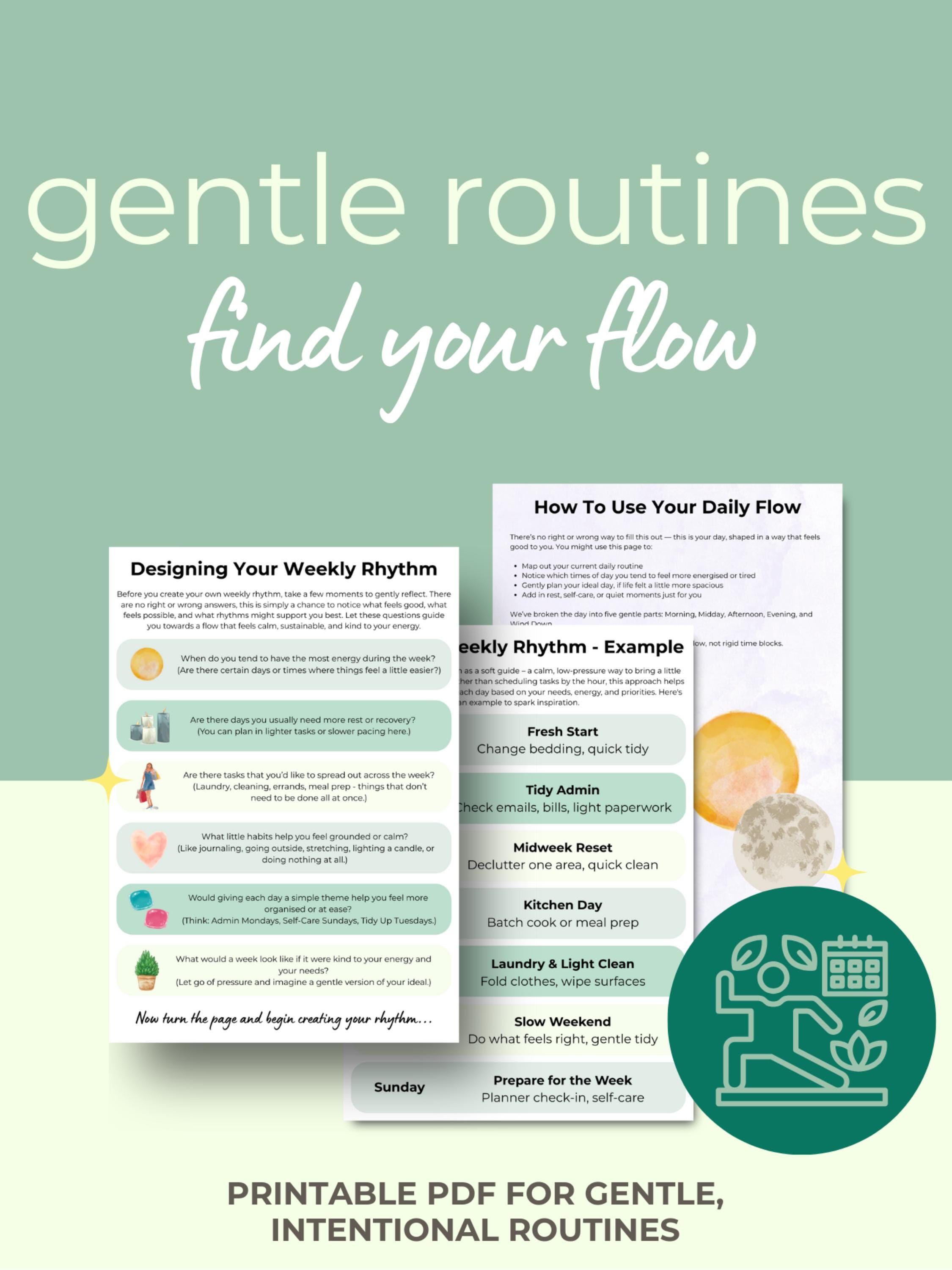 Daily Routine Flow Gentle Routines Daily Planner Printable | Weekly Rhythm, Daily Flow ...