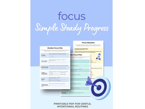 Focus Planner Printable | ADHD-Friendly Planning for Focus, Progress & Productivity | Chronic Illness | Digital PDF Download