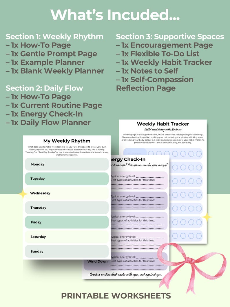 Gentle Routines Daily Planner Printable | Weekly Rhythm, Daily Flow ...
