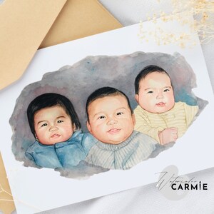 watercolor painting, wall decor, family portrait, handmade gift, personalized gift, mother gift, birthday gift