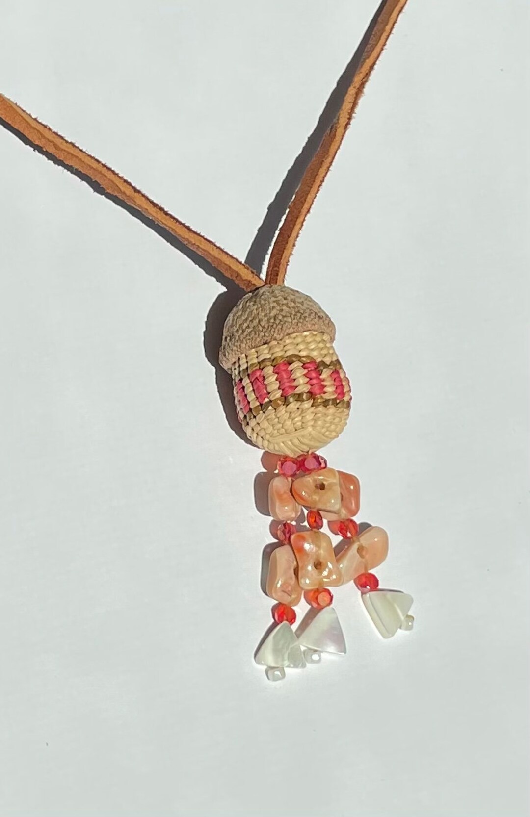 Native American Twine Acorn Basket Necklace Etsy