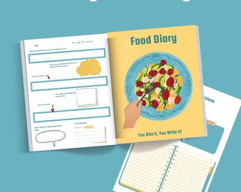 Colourful 7-Day Food Diary. Digital food tracker. Download and print at home.