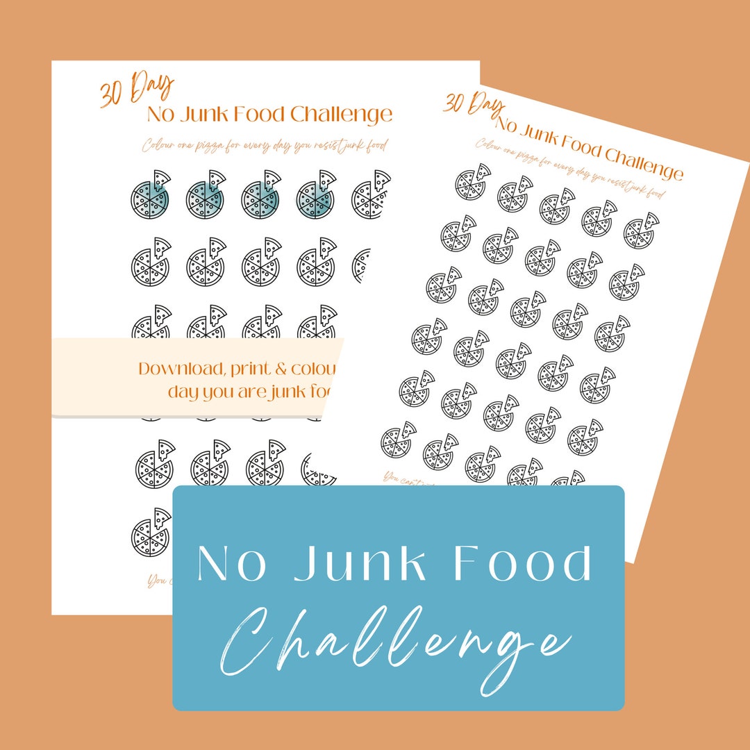 30 Day No Junk Food Challenge Tracker. Download, Print &amp; Track Your ...