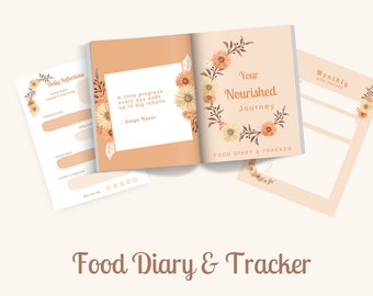 Food Diary, Tracker & Daily Journal. Printable A4 and US Letter size. Wellness Journal includes monthly goal setting and review.