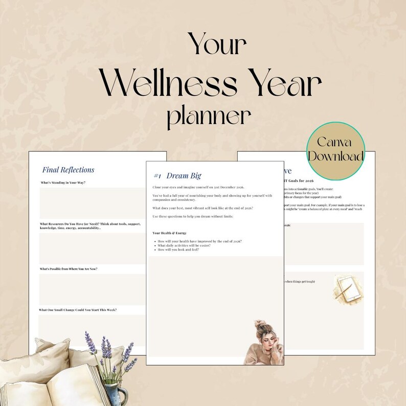 2026 Wellness Planner Printable | Health Goal Setting Workbook | A4 ...